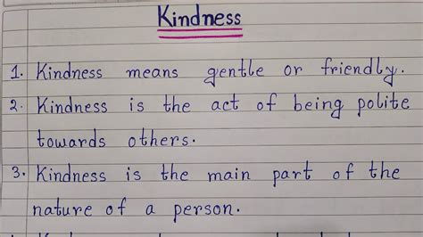 kindness three examples with analysis